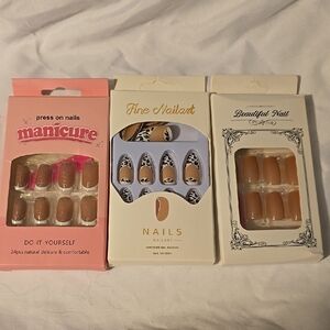 3 Press-On Nails Set - Manicure, Fine Nailart, Beautiful Nail